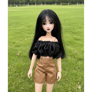 Set áo đen quần nâu size blythe,ob24,xinyi