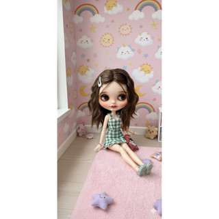 Set áo dây xanh caro size blythe,ob24,xinyi