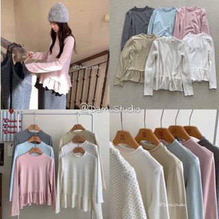 Áo Thun Tay Dài Cổ 3p Chân Bèo Vintage Hàn Quốc Basic Trẻ Trung Trendy QCCC (Ảnh thật ) |Dami.Studio