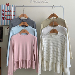 Áo Thun Tay Dài Cổ 3p Chân Bèo Vintage Hàn Quốc Basic Trẻ Trung Trendy QCCC (Ảnh thật ) |Dami.Studio