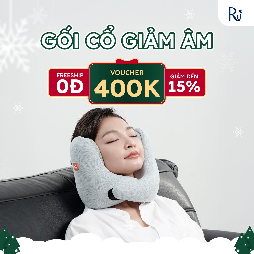 Gối Cổ Giảm Âm 4The | Noise Cancelling Pillow | Gối Cổ Du Lịch Thoải Mái - Chống Ồn| 3 Màu Sắc | Cam, Xám, Xanh Dương