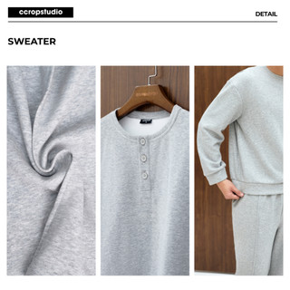 Áo Sweater Cúc Cổ Ccropstudio Vải Nỉ 2 Da Form Boxy Unisex Nam Nữ Áo Thu Đông Dài Tay