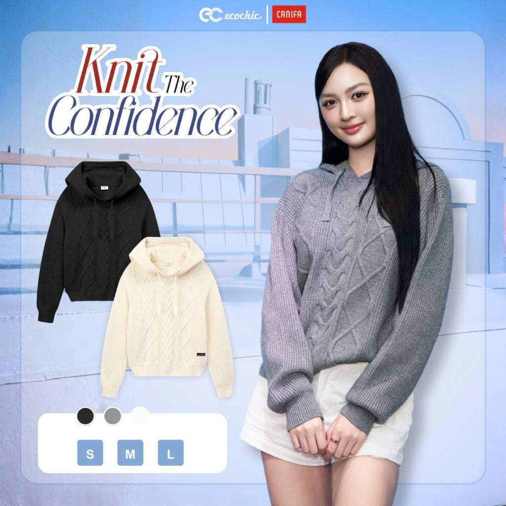 [ECOCHIC x CANIFA] Áo Len Hoodie Dáng Basic Có Mũ Thời Trang Chất Liệu Len Cao Cấp Chính Hãng HNH EC07