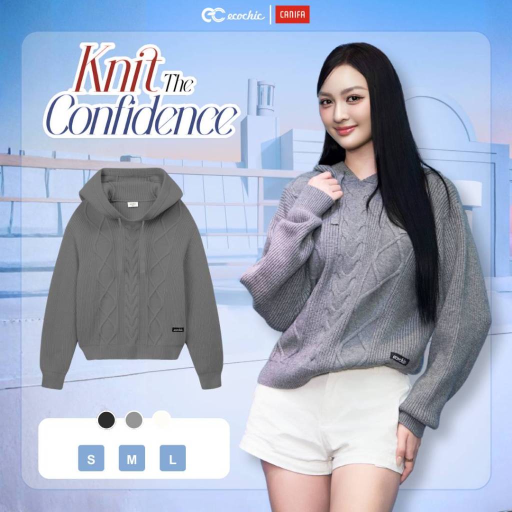 [ECOCHIC x CANIFA] Áo Len Hoodie Dáng Basic Có Mũ Thời Trang Chất Liệu Len Cao Cấp Chính Hãng HNH EC07