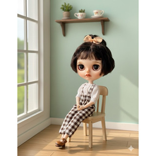 Set yếm quần nâu size blythe,ob24,xinyi