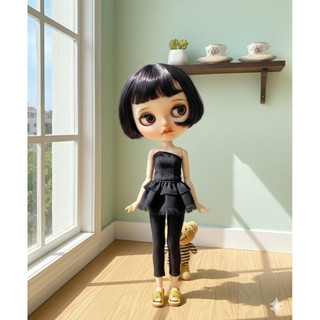 Set áo quần legging đen size búp bê blythe,ob24,xinyi