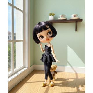 Set áo quần legging đen size búp bê blythe,ob24,xinyi