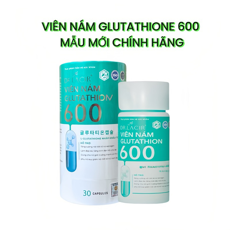 viên uống glutathione 600 chính hãng Viên Uống Glutathione 600 Dr Lacir - Hỗ Trợ Trắng Da, Mờ Nám (Hộp 30 Viên)