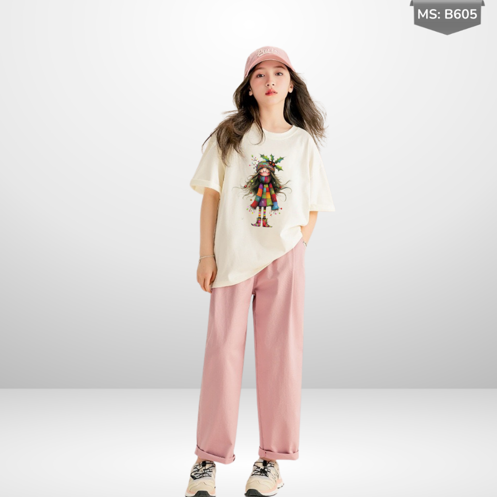 Áo Thun Ngắn Tay Bé Trai, Bé Gái In Hình Noel dễ thương, Cổ Tròn B605 | JJ Kids Fashion
