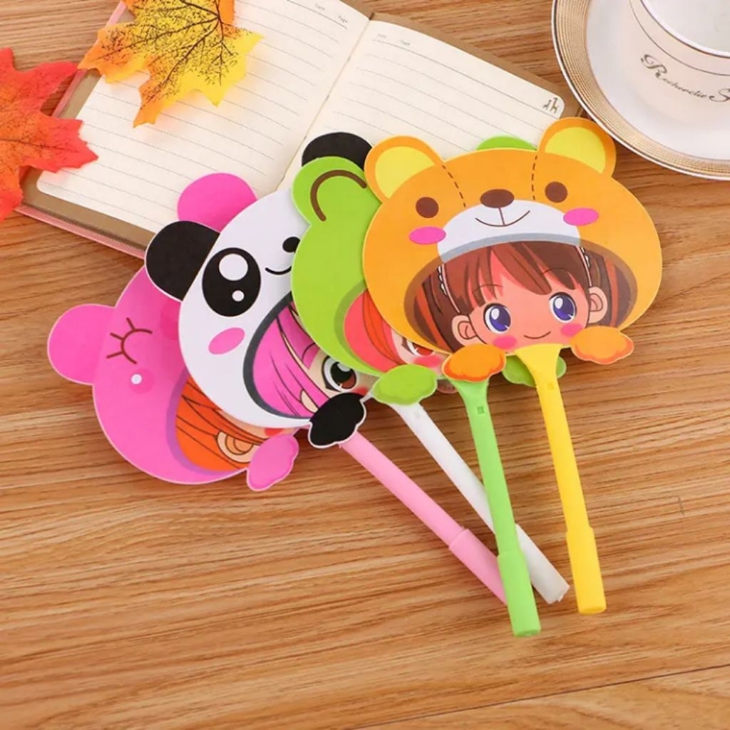 Bút bi mực xanh quạt hình Kawaii (2 cây)