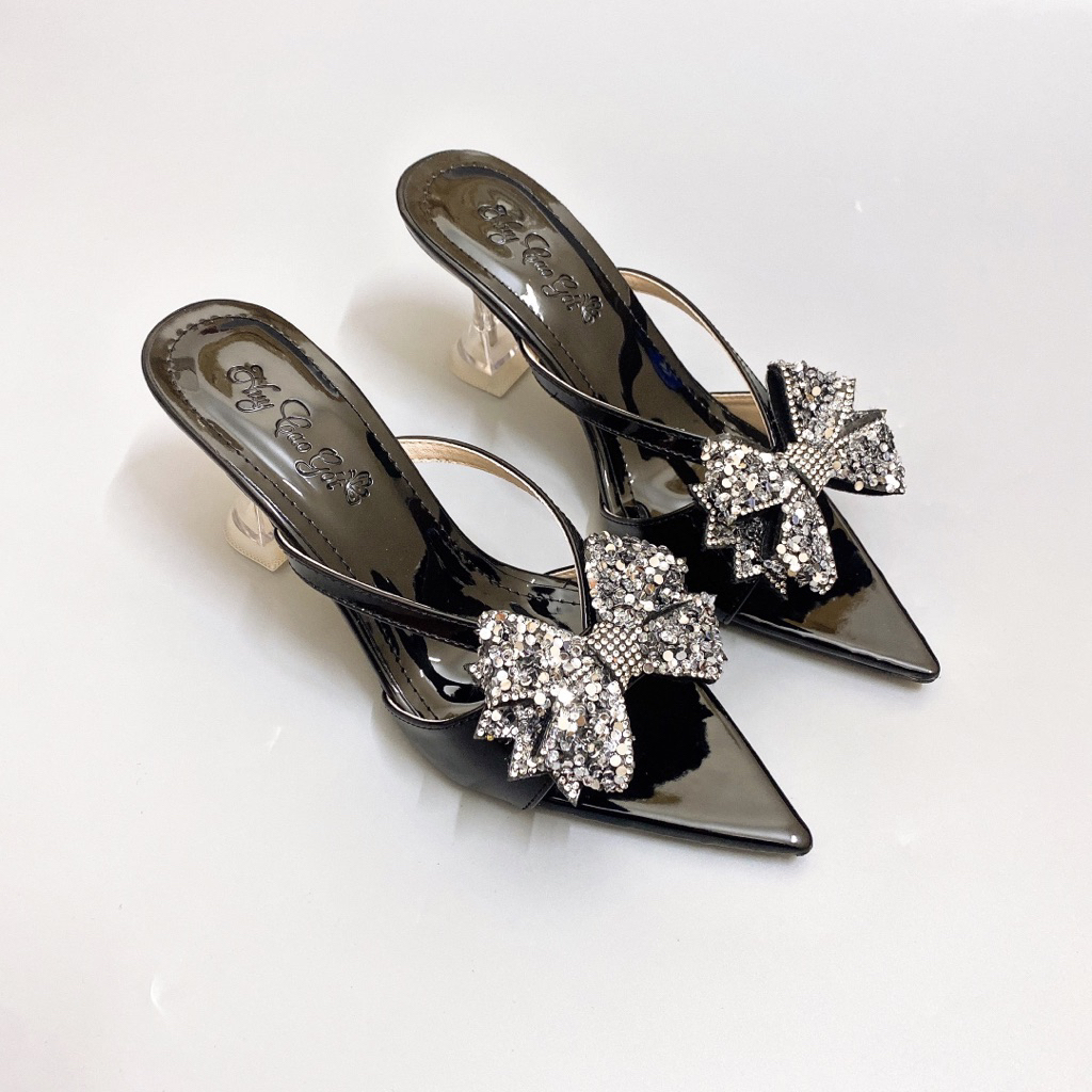 Guốc mũi nhọn lơ kim tuyến 7p, cao gót dự tiệc bling sang chảnh - Freeship toàn quôcs