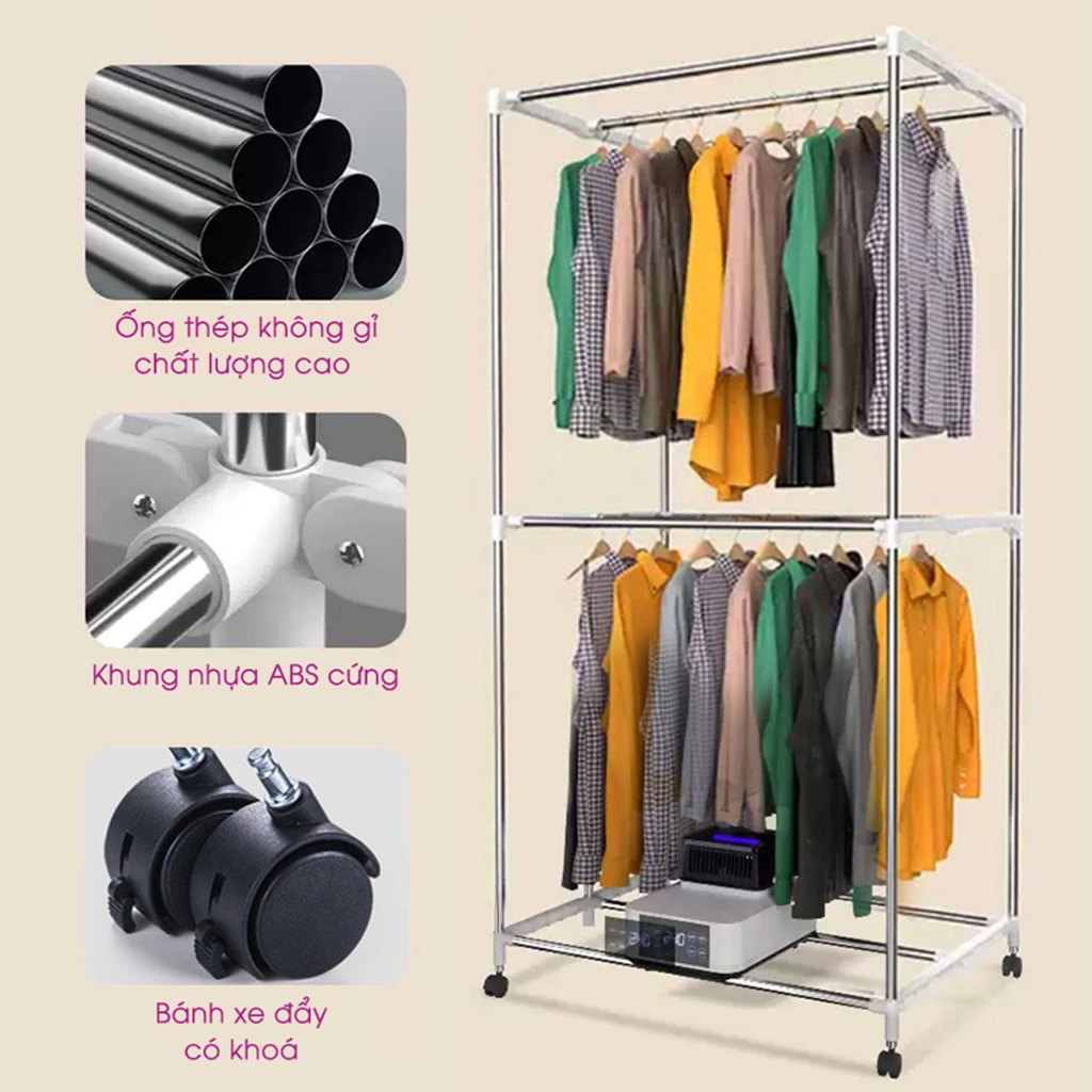 Tủ Sấy Quần Áo Có Điều Khiển Từ Xa Thông Minh - Khô Nhanh - Tiết Kiệm Điện (Bảo Hành 3 Năm)