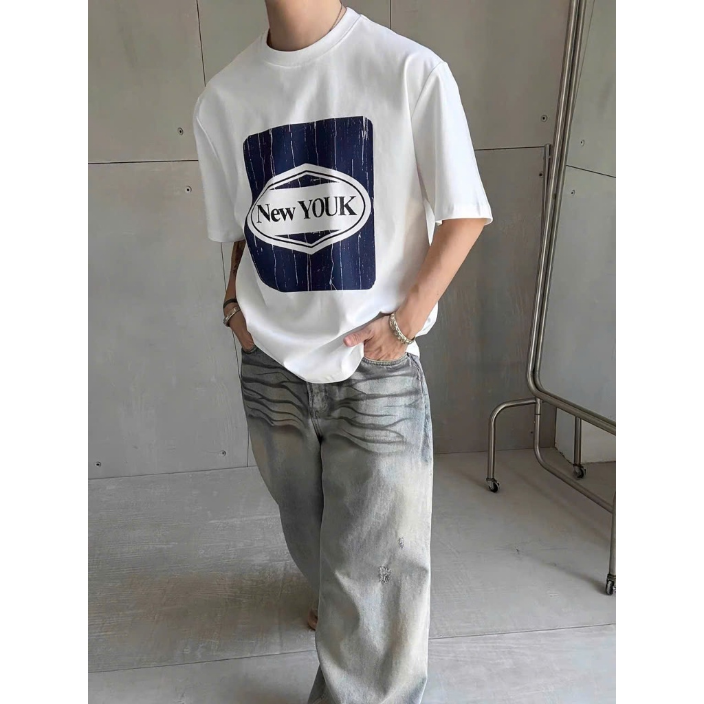 Áo thun Stee Cổ tròn NEW YOUK Localbrand ICVCVNI Unisex