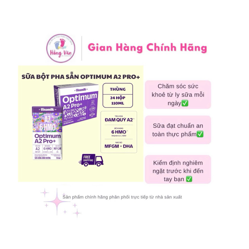 {Chính hãng} Sữa bột pha sẵn Vinamilk Optimum A2Pro+ hỗ trợ tiêu hóa tốt, phát triển não bộ (Thùng 24 hộp 110ML) MECAHEO