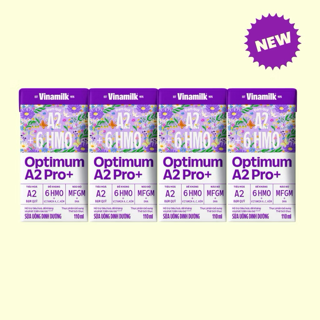 {Chính hãng} Sữa bột pha sẵn Vinamilk Optimum A2Pro+ hỗ trợ tiêu hóa tốt, phát triển não bộ (Thùng 24 hộp 110ML) MECAHEO