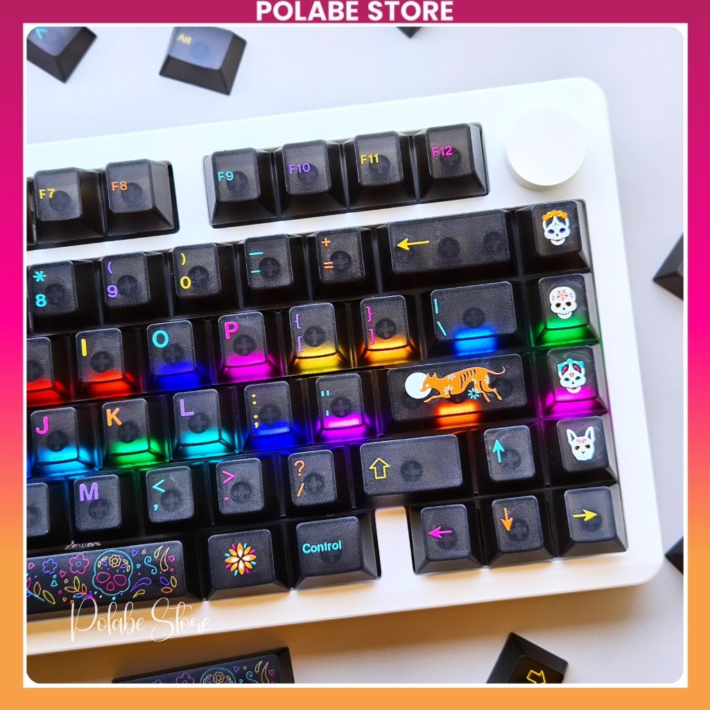 Keycap Mictlan PC cherry profile Keycap Aifei Mictlan trong suốt xuyên led bàn phím Polabe Store