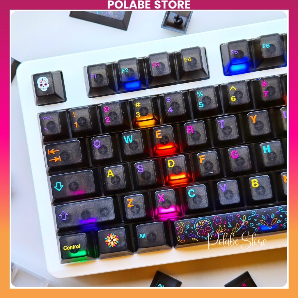 Keycap Mictlan PC cherry profile Keycap Aifei Mictlan trong suốt xuyên led bàn phím Polabe Store | BigBuy360 - bigbuy360.vn