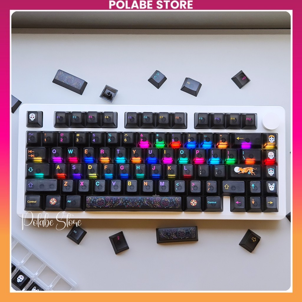 Keycap Mictlan PC cherry profile Keycap Aifei Mictlan trong suốt xuyên led bàn phím Polabe Store | BigBuy360 - bigbuy360.vn