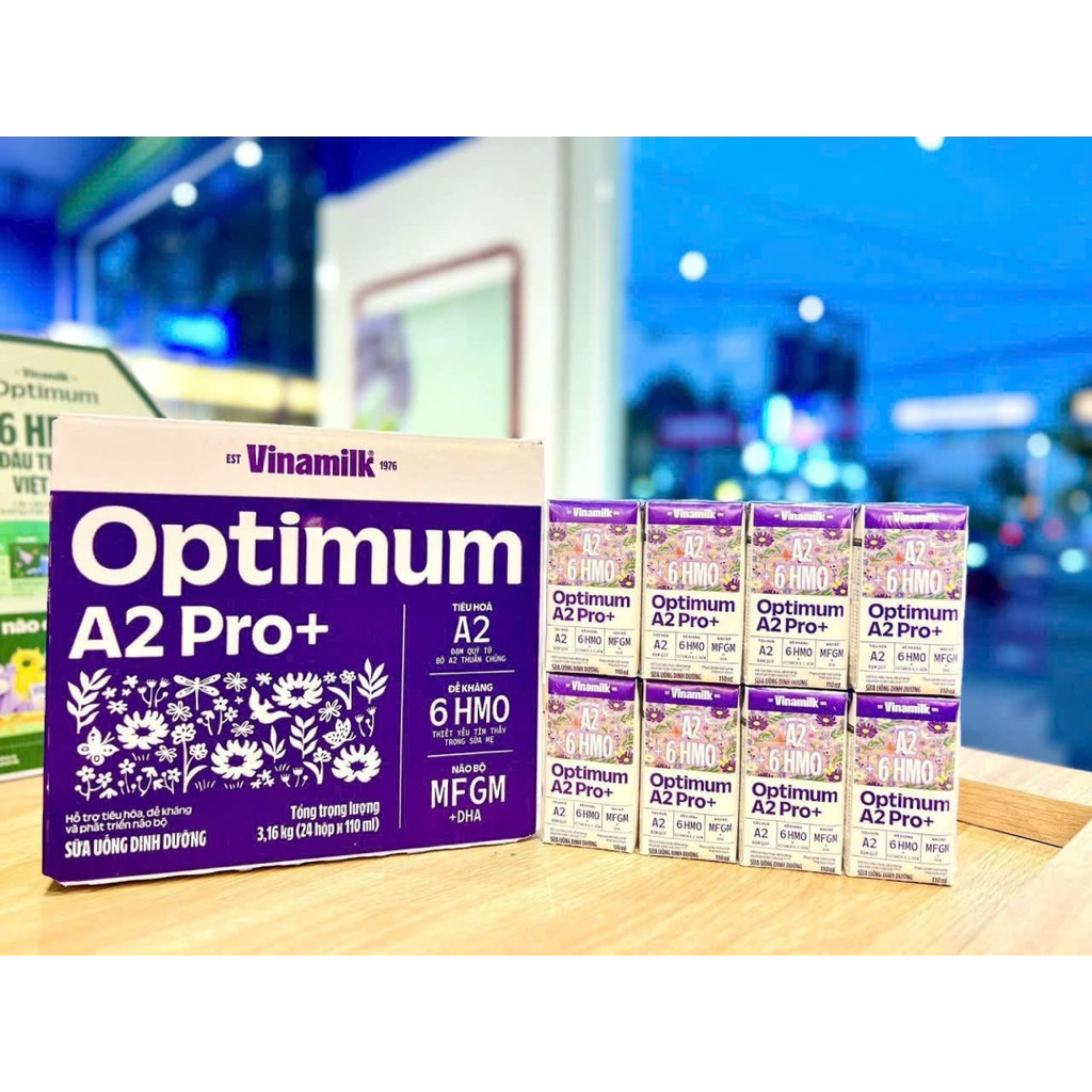 {Chính hãng} Sữa bột pha sẵn Vinamilk Optimum A2Pro+ hỗ trợ tiêu hóa tốt, phát triển não bộ (Thùng 24 hộp 110ML) MECAHEO