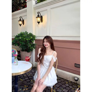 ANGEL Dress | Váy trắng trễ vai ren tiểu thư, váy baby doll dáng xòe nàng thơ Hàn Quốc