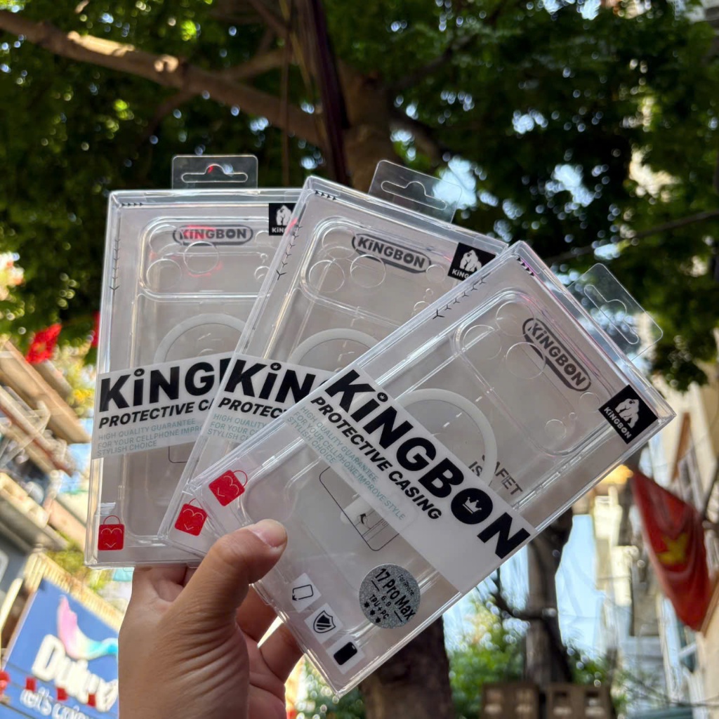Ốp Lưng iPhone KiNGBON Trong Suốt Sạc Không Dây - Màng Bảo Vệ Camera - Không Ố Vàng Cho IPhone