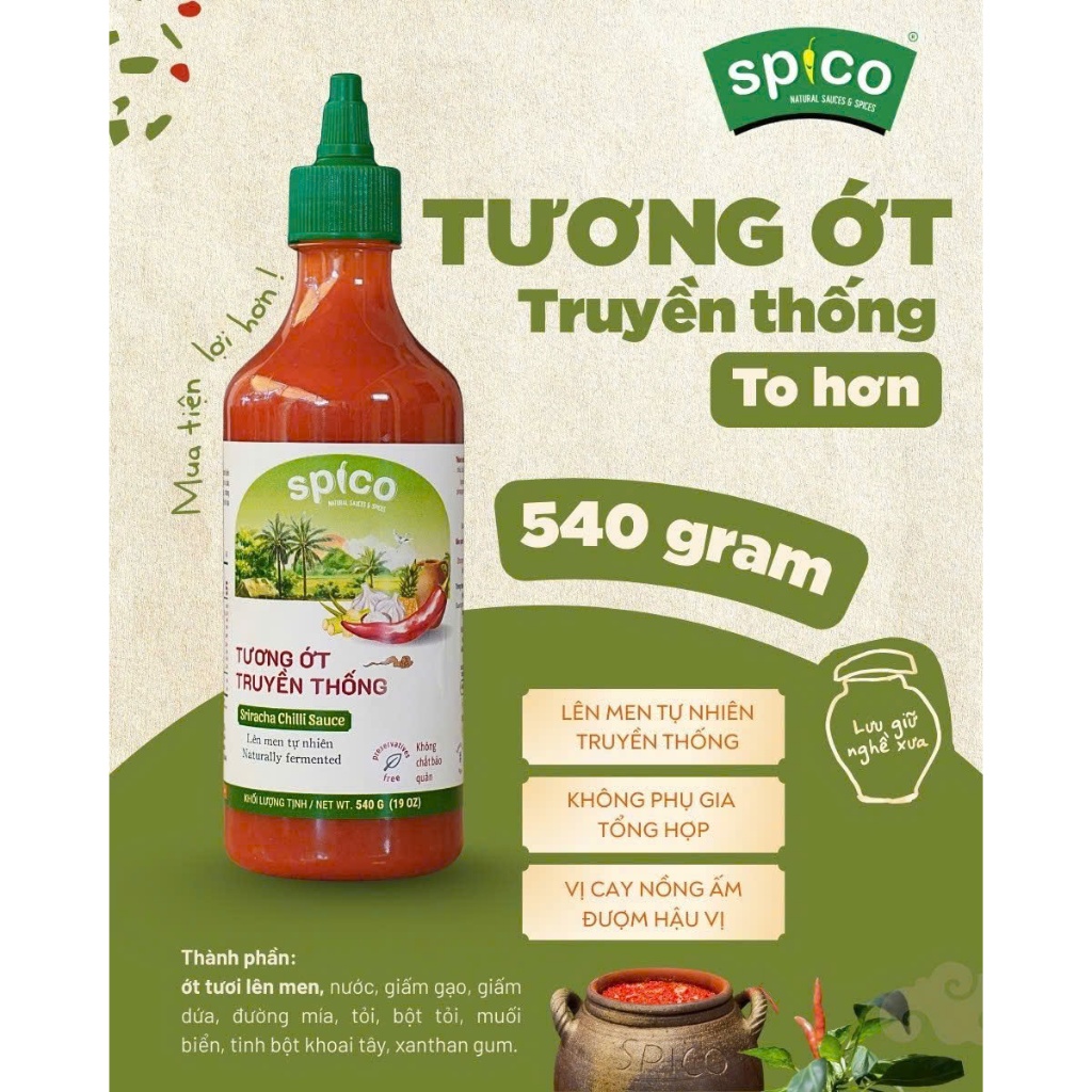 Tương Ớt Truyền Thống SPICO Sriracha Chilli Sauce Vị Ngọt Thanh Cay Nhẹ