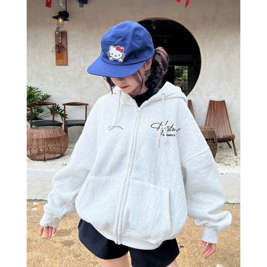 Áo Khoác Hoodie ZIP thêu chữ HISTORICAL  chất vải nỉ bông dày dặn, form boxy unisex thu đông khoác ngoài