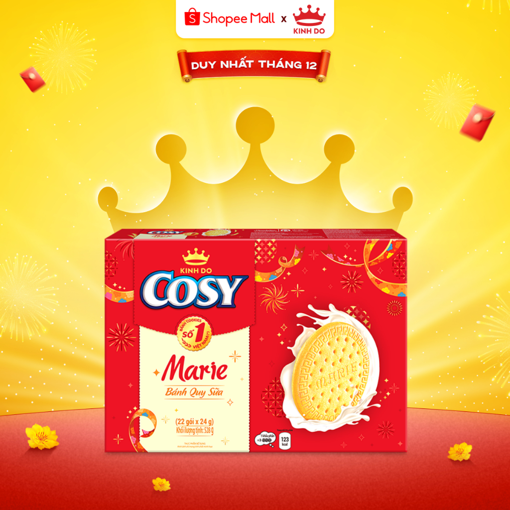 [CÓ TÚI GIẤY] Hộp Bánh Quy Sữa Cosy Marie Tết 2026 528g