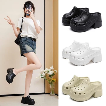 [Hàng Mới Về] Dép Sục Quai Đan Đế Bánh Mì Siêu Xinh, Dép Sục Nữ Đế Cao 5cm, Dép Sục Cao Su Đúc Hotrend