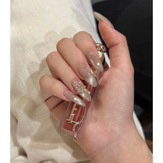 (Tặng Keo/Hộp) Nailbox Thiết Kế, Móng Úp, Móng Giả Ombre Thạch Hồng Tím Và Nâu Nude Mắt Mèo Ánh Trăng M46