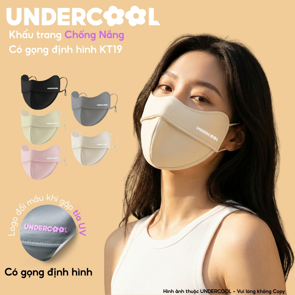 Khẩu Trang Vải Chống Nắng Có Gọng Chống Lem Son Makup UNDERCOOL mát Chống Tia UV, Logo Đổi Màu Cao Cấp Live - KT19