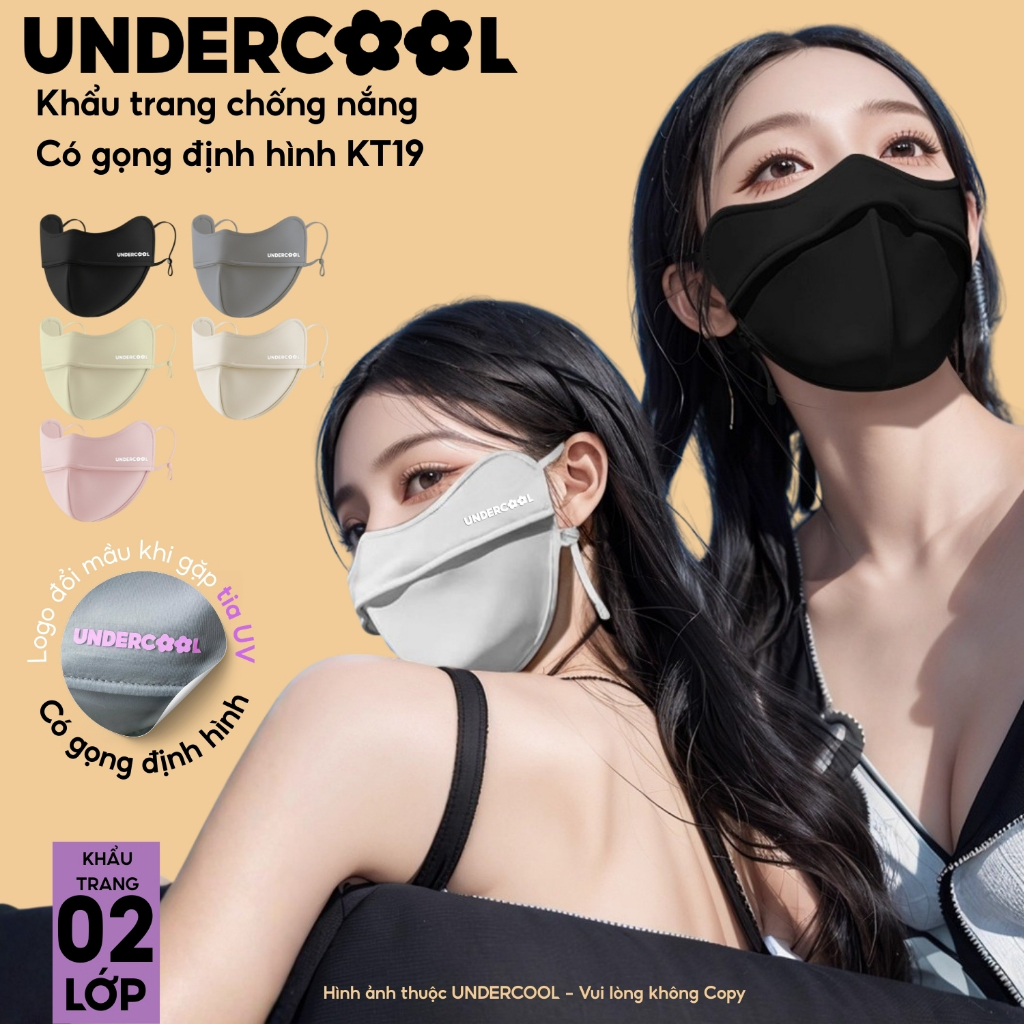 Khẩu Trang Vải Chống Nắng Có Gọng Chống Lem Son Makup UNDERCOOL mát Chống Tia UV, Logo Đổi Màu Cao Cấp Live - KT19