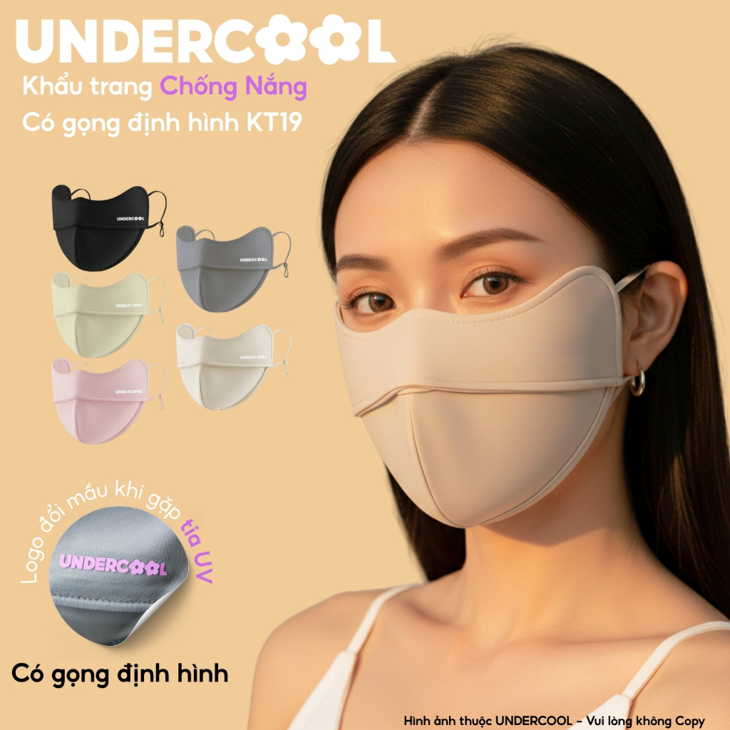 Khẩu Trang Vải Chống Nắng Có Gọng Chống Lem Son Makup UNDERCOOL mát Chống Tia UV, Logo Đổi Màu Cao Cấp Live - KT19