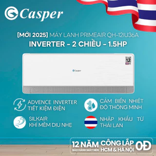 [Shopee - Lắp đặt 0Đ HN HCM] Máy lạnh/ Điều hòa Casper Inverter PrimeAir 2 chiều 1.5HP QH-12IU36A - Bảo hành 3 năm