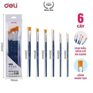 Deli Bộ Cọ Vẽ Màu Nước 4/6 Cây, Lông Tổng Hợp Mềm, Thân Gỗ Dùng Cho Màu Nước, Màu Bột & Sơn Acrylic