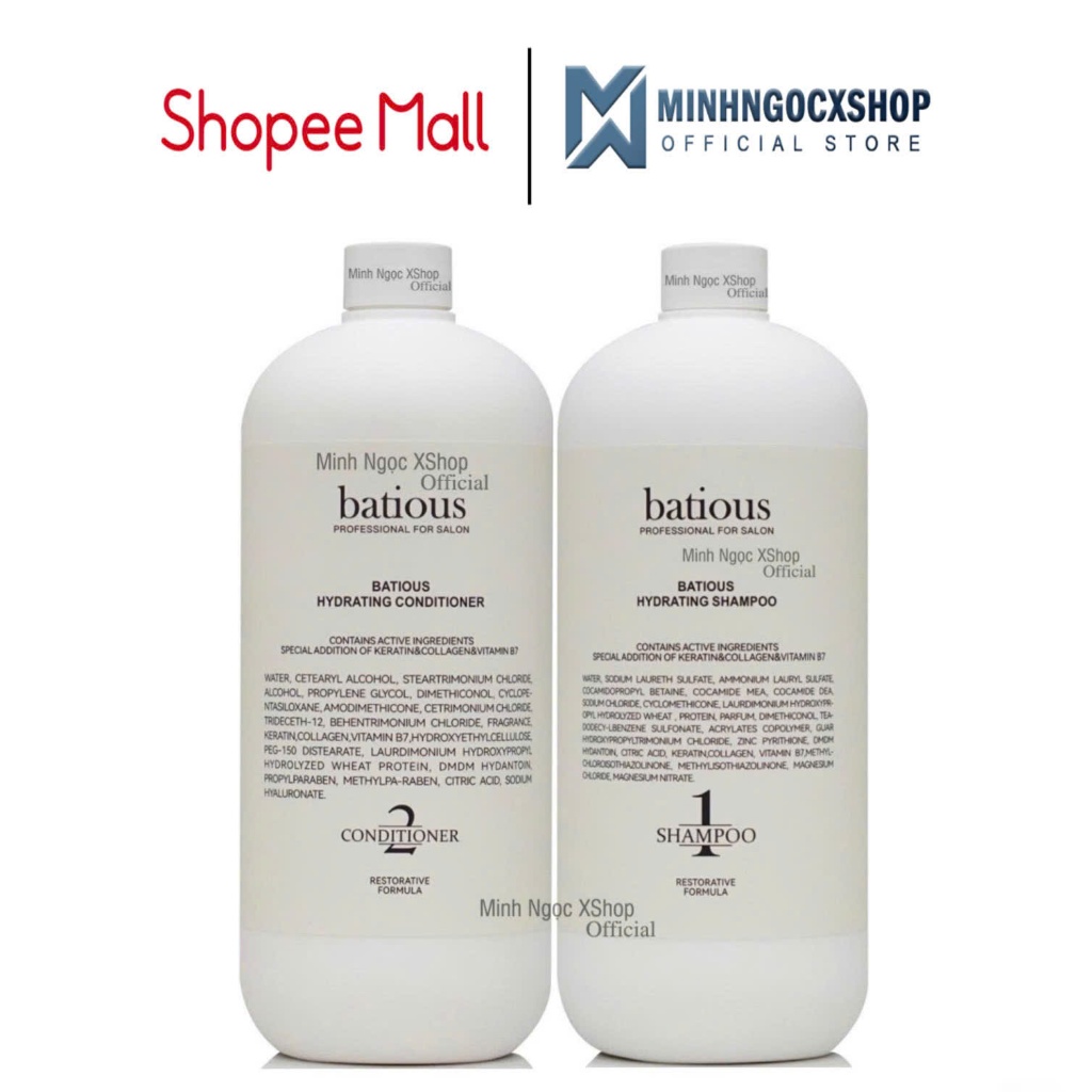 Dầu Gội Xả Dưỡng Ẩm Batious Hydrating Shampoo 960ML, Màu Trắng | Shopee ...
