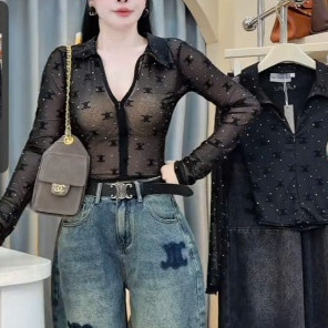 Áo Sơ Mi Phủ Nhung kéo Khóa Họa Tiết Nhung Nổi Hot Girl