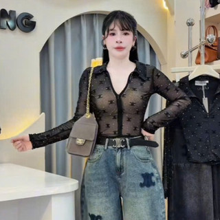 Áo Sơ Mi Phủ Nhung kéo Khóa Họa Tiết Nhung Nổi Hot Girl