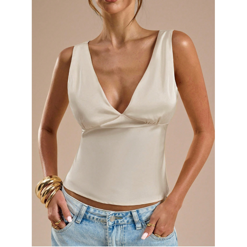Áo lụa cổ chữ V hở ngực quyến rũ sang trọng cho nữ CÓ BIGSIZE (XS đến XXL)