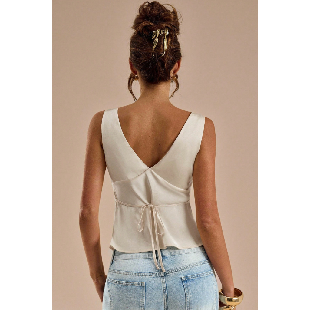 Áo lụa cổ chữ V hở ngực quyến rũ sang trọng cho nữ CÓ BIGSIZE (XS đến XXL)