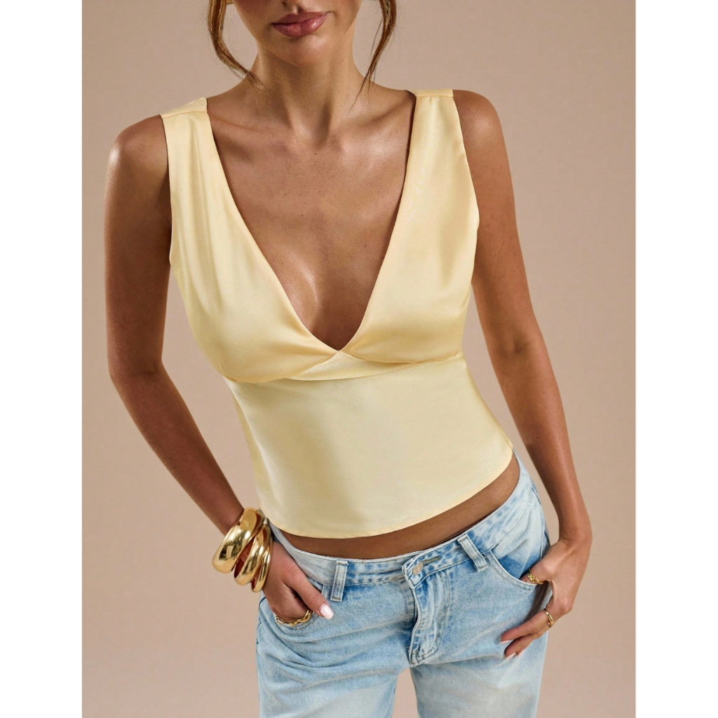 Áo lụa cổ chữ V hở ngực quyến rũ sang trọng cho nữ CÓ BIGSIZE (XS đến XXL)