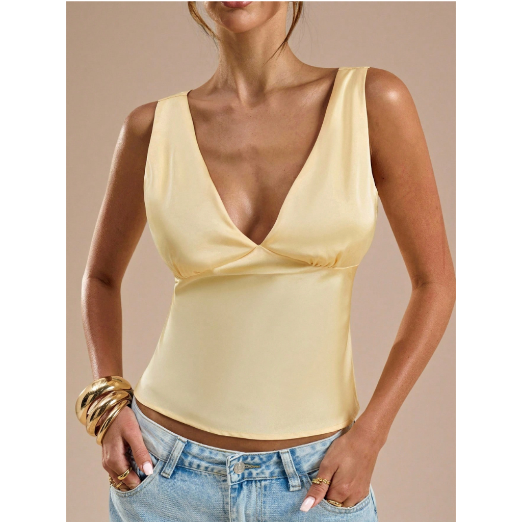Áo lụa cổ chữ V hở ngực quyến rũ sang trọng cho nữ CÓ BIGSIZE (XS đến XXL)