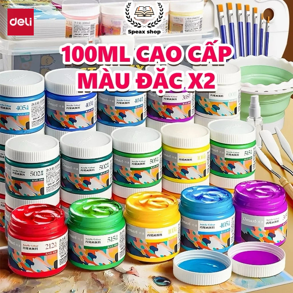 Hũ 100ML Màu Acrylic Dmast Deli Cao Cấp, Độ Phủ Cao, Màu Đậm Mịn, Vẽ & Custom Chuyên Nghiệp