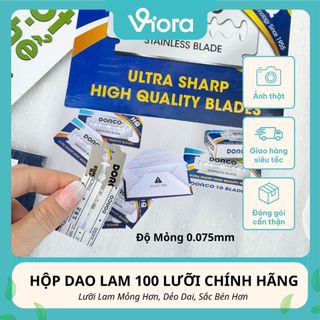 Dao Lam Dorco HQ Xanh Hộp 100 Lưỡi – Lưỡi Lam Sắc Bén, Hàng Chuẩn Bền, Cạo Râu Êm - VIORA SHOP
