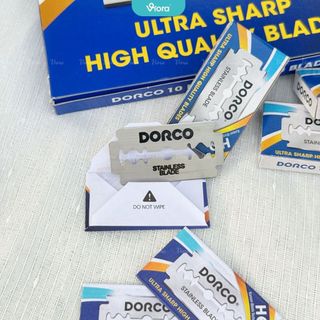 Dao Lam Dorco HQ Xanh Hộp 100 Lưỡi – Lưỡi Lam Sắc Bén, Hàng Chuẩn Bền, Cạo Râu Êm - VIORA SHOP