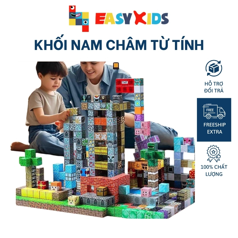 Đồ Chơi Khối Nam Châm Từ Tính Xếp Hình DIY Cho Bé Lực Hút Mạnh In Sắc Nét