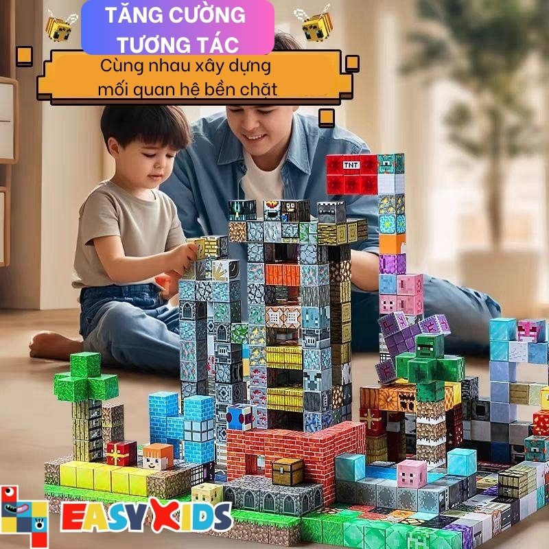 Đồ Chơi Khối Nam Châm Từ Tính Xếp Hình DIY Cho Bé Lực Hút Mạnh In Sắc Nét