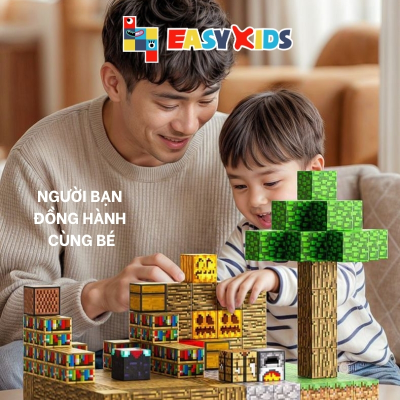 Đồ Chơi Khối Nam Châm Từ Tính Xếp Hình DIY Cho Bé Lực Hút Mạnh In Sắc Nét