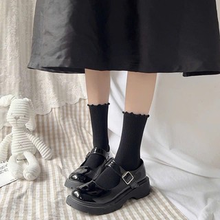 Combo 10 Đôi Tất Nữ Cổ Cao Viền Hoa Xếp Ly, Chất Cotton Co Giãn, Thoáng Khí, Phong Cách Dễ Thương