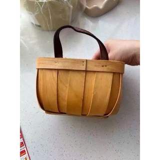 Giỏ treo tường OABU, đựng hành tỏi, gỗ, màu vàng nhạt, decor trong nhà bếp